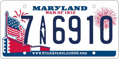 MD license plate 7AN6910