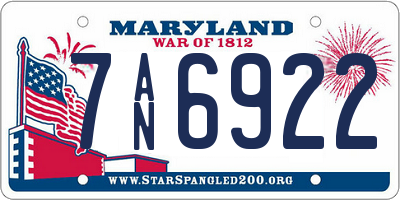 MD license plate 7AN6922