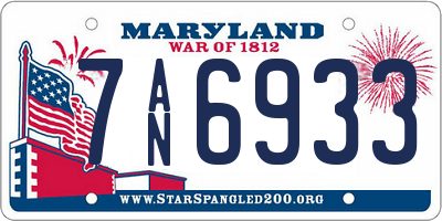 MD license plate 7AN6933