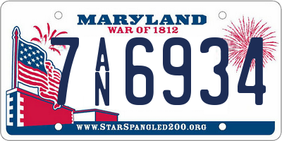 MD license plate 7AN6934