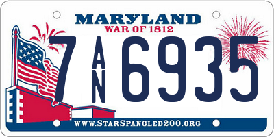 MD license plate 7AN6935