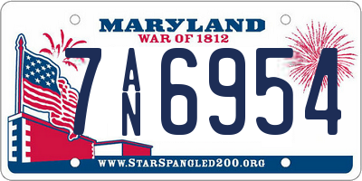 MD license plate 7AN6954