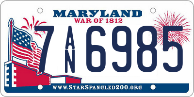 MD license plate 7AN6985