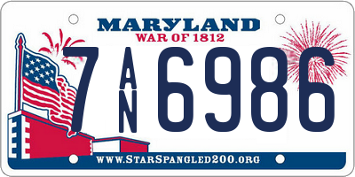MD license plate 7AN6986