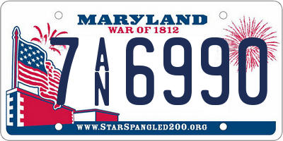 MD license plate 7AN6990