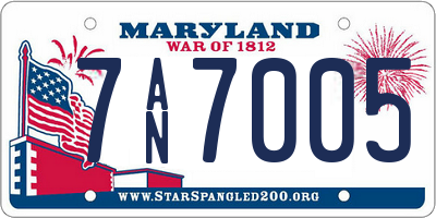 MD license plate 7AN7005