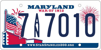 MD license plate 7AN7010