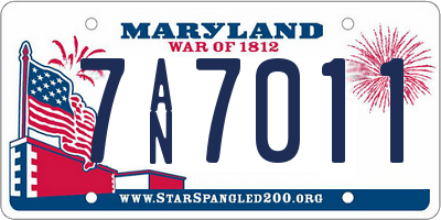 MD license plate 7AN7011