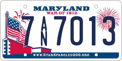 MD license plate 7AN7013
