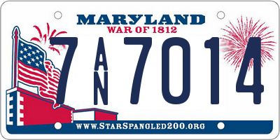 MD license plate 7AN7014
