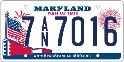 MD license plate 7AN7016