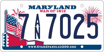 MD license plate 7AN7025
