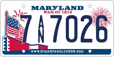 MD license plate 7AN7026