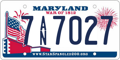 MD license plate 7AN7027