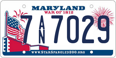 MD license plate 7AN7029