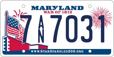 MD license plate 7AN7031