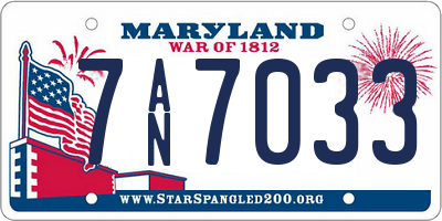 MD license plate 7AN7033