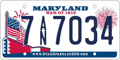 MD license plate 7AN7034
