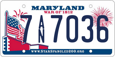 MD license plate 7AN7036