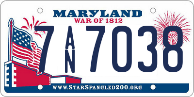 MD license plate 7AN7038