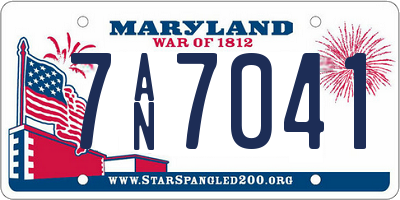 MD license plate 7AN7041