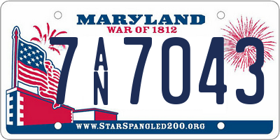 MD license plate 7AN7043