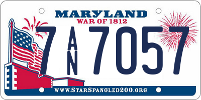 MD license plate 7AN7057
