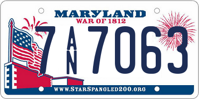 MD license plate 7AN7063