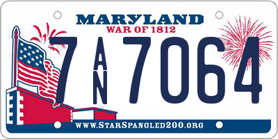 MD license plate 7AN7064