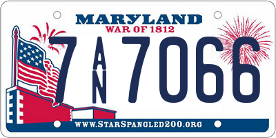 MD license plate 7AN7066