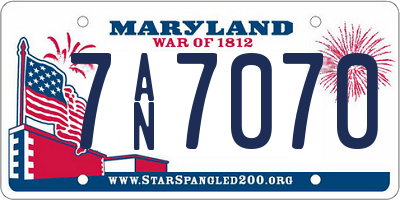 MD license plate 7AN7070
