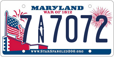 MD license plate 7AN7072