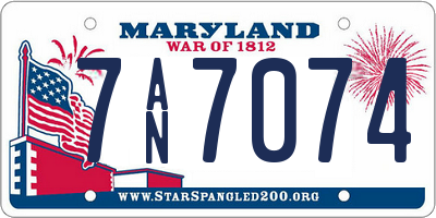 MD license plate 7AN7074