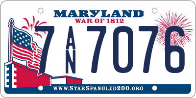 MD license plate 7AN7076