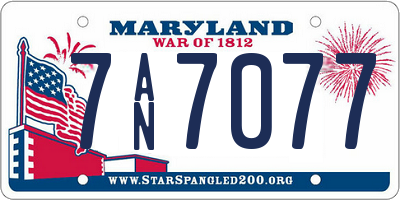 MD license plate 7AN7077
