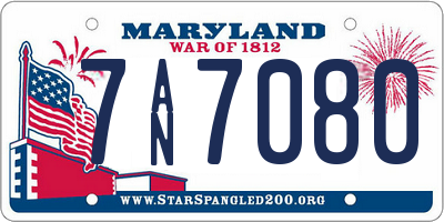 MD license plate 7AN7080