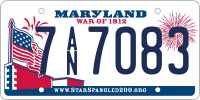 MD license plate 7AN7083