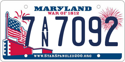 MD license plate 7AN7092