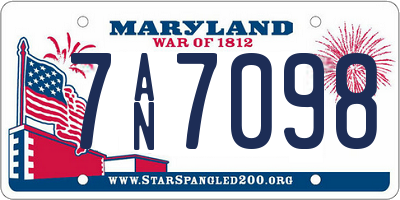 MD license plate 7AN7098