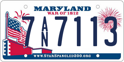 MD license plate 7AN7113