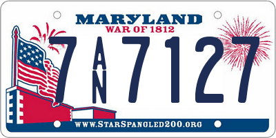 MD license plate 7AN7127