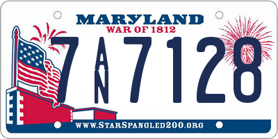 MD license plate 7AN7128