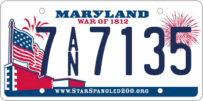 MD license plate 7AN7135