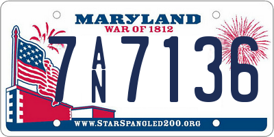 MD license plate 7AN7136