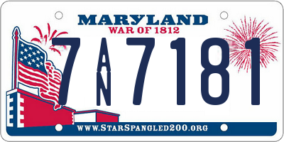 MD license plate 7AN7181