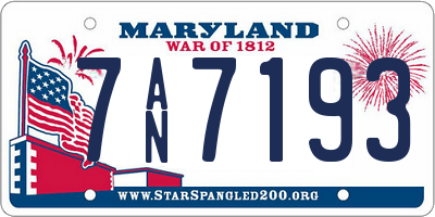 MD license plate 7AN7193