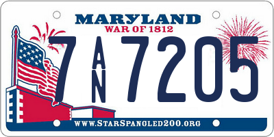 MD license plate 7AN7205