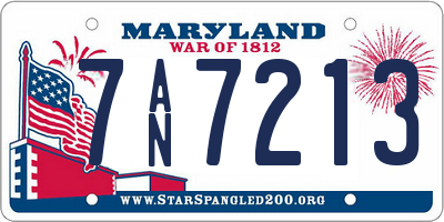 MD license plate 7AN7213