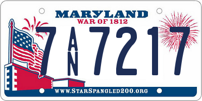 MD license plate 7AN7217