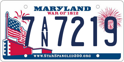 MD license plate 7AN7219